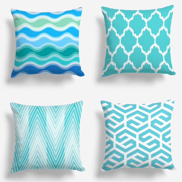 BANTAL SOFA PRINT MOTIF ABSTRAK BLUE OCEAN TOSCA 40X40 CM