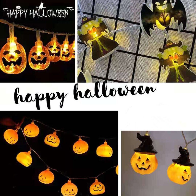 Lampu String Led 1.5 / 3m Tenaga Baterai Bentuk Labu Halloween Untuk Dekorasi Pesta