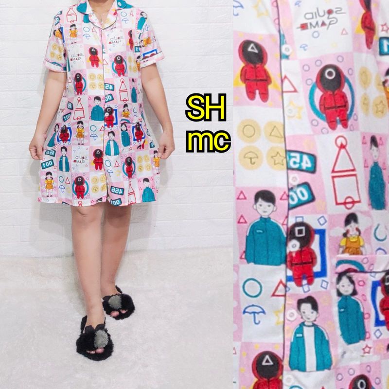 Baju Tidur Piyama Wanita Motif Squid Game Pajamas Katun  / Baju Tidur setelan Wanita katun Daster dewasa Terbaru Bigsize Kekiniaan