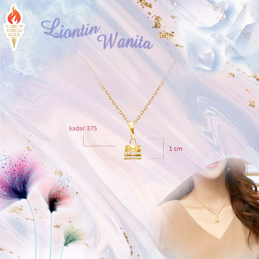 Liontin Emas Asli Tas Permata Kadar 375 Torcia Gold