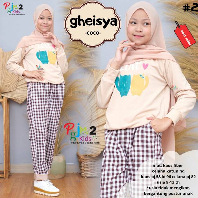 GHEISYA SET - SETELAN ANAK PEREMPUAN MUSLIMAH GAMIS SYARI ORIGINAL BY PGJ 2 (COD)