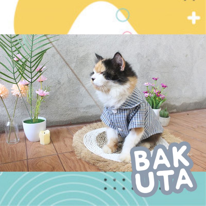 Kemeja kotak-kotak pak RT untuk kucing dan anjing / baju kucing murah size S-XL