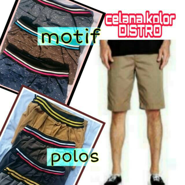 Celana pendek pria DISTRO XL XXL jumbo kolor harian santai polos pria chinos kolor