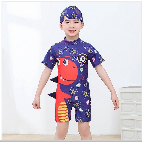 Set Baju Celana Renang Anak CEWECOWO NEW PAKAI TOPI 3D 2-11 tahun Import dengan topi Baby Boy swimmers swimsuit pakaian