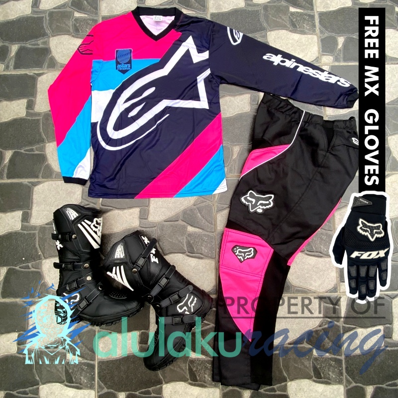 Jersey, Celana, Sarung Tangan &amp; Sepatu SV Fullset MX Trail Motocross - Paket Bundling ASCTSV051201-F41