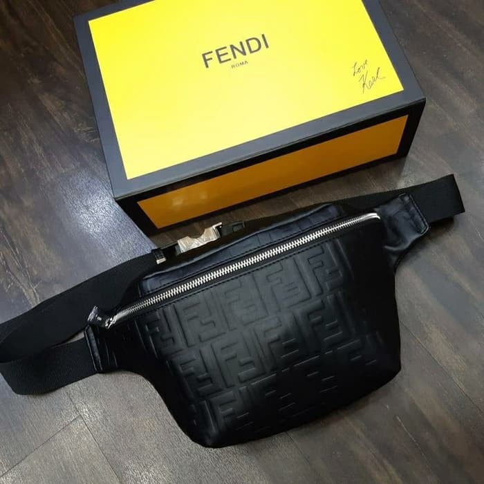 tas selempang fendi logs eleganism waistbag hitam