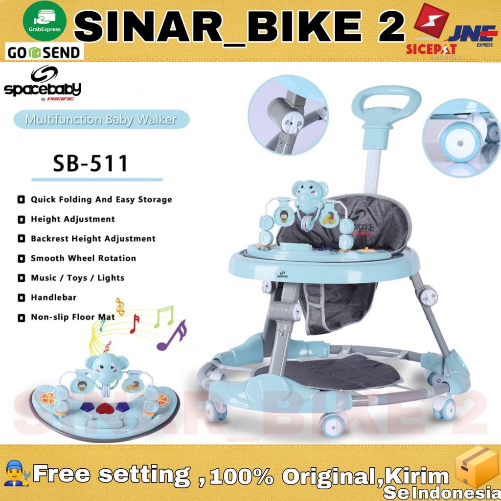 Baby Walker SPACEBABY SB 513 , 511 Dorong Musik Lampu Mainan Bayi