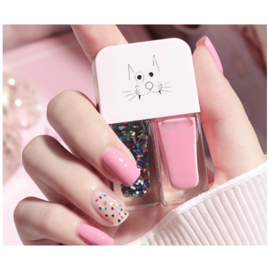 KUTEK 2IN1 NAIL POLISH IMPORT CAT KUKU 2 TONE WARNA ALA KOREA / KUTEK HALAL