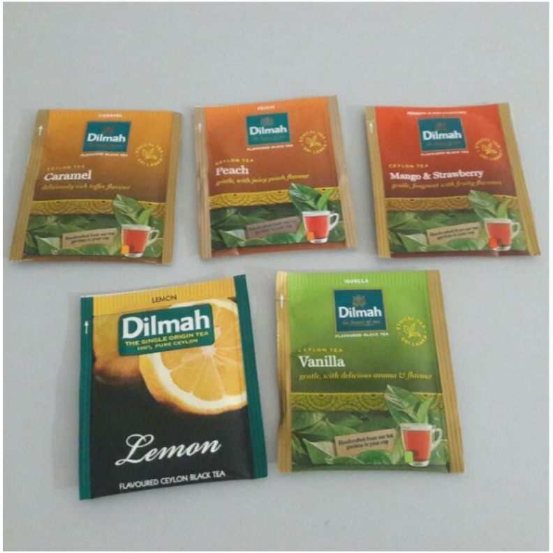 

dilmah variety lemon, mango & strawberry, peach tea sachet eceran