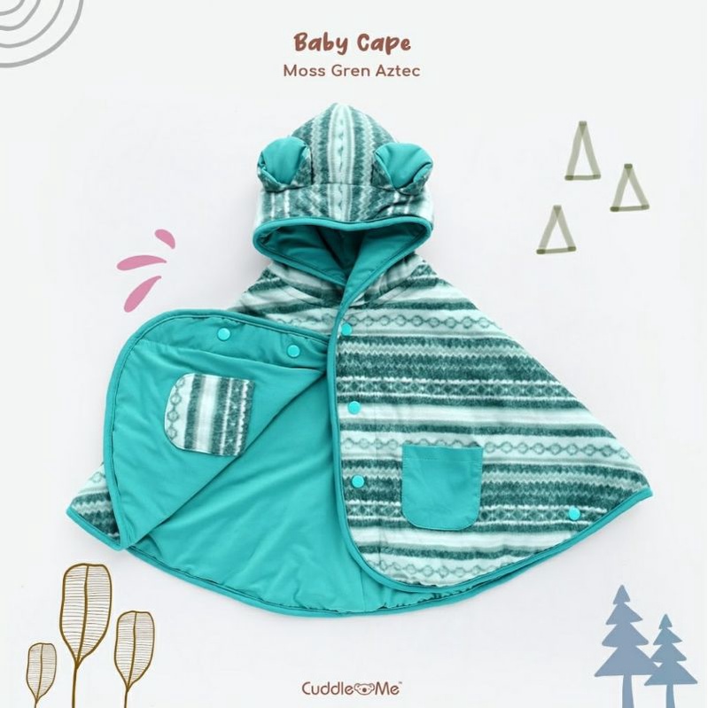 CUDDLEME BABYCAPE SELIMUT JAKET BOLAK BALIK MANTEL KOREA KADO BAYI-Most green aztec