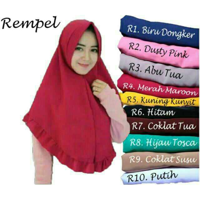 Harga termurah khimar pet rempel l jilbab wolfis l kerudung rempel hijab instan l hijab instan pet