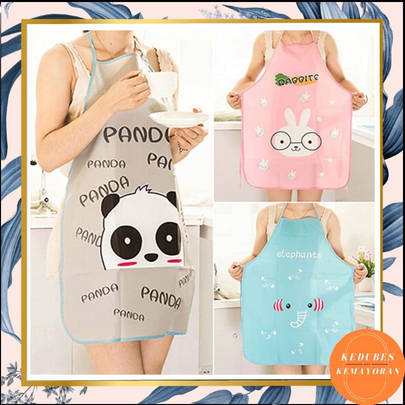 Celemek Plastik Tipis  Motif Karakter Anak - APRON DAPUR MASAK LUCU WATERPROOF ANTI AIR [KK]