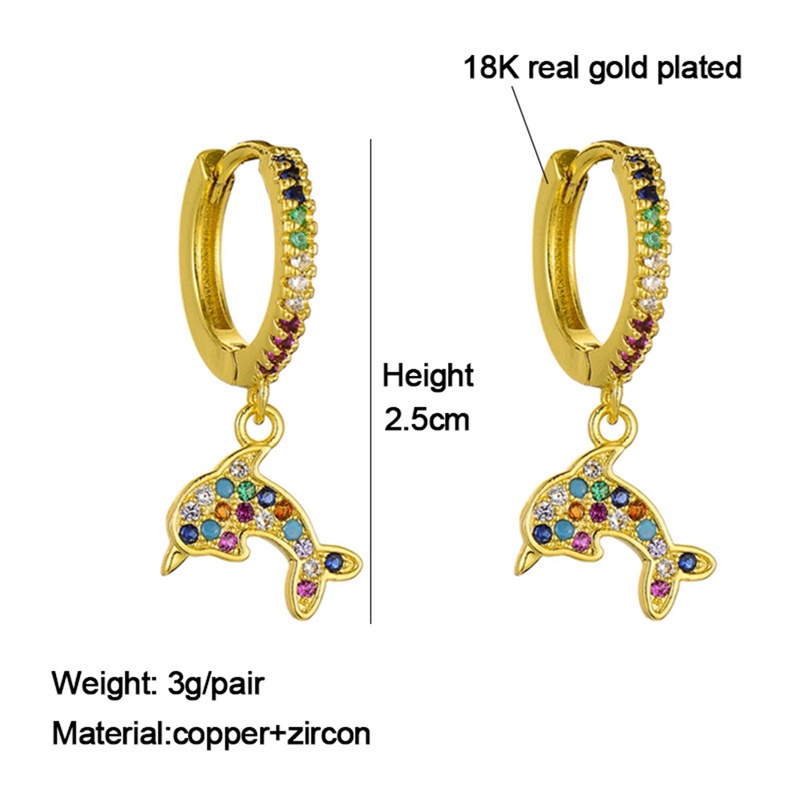 1 Pasang Anting Tusuk Bentuk Buah Nanas Mini Warna Gold Hias Zircon Pelangi Gaya Bohemian Untuk Wanita