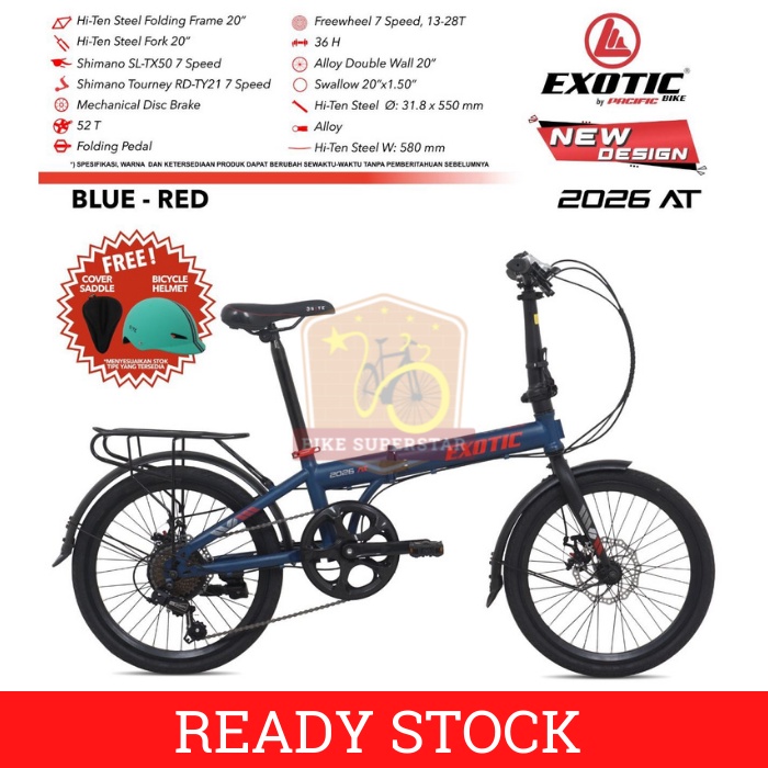 Sepeda Lipat 20 Inch EXOTIC 2026 AT 7 Speed + Boncengan + Garansi