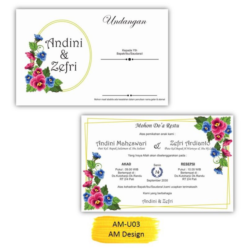 Undangan Pernikahan Mini Unik - undangan kotak nasi AM-U03