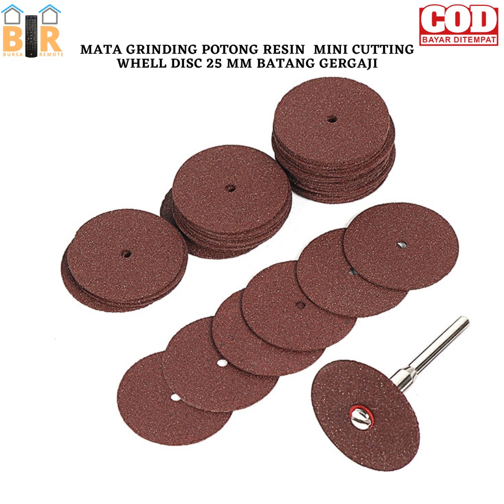 Mata Gerinda Potong Cutting  DISC 25 MM + BATANG GERGAJI As / Mandrell Drill Cutting Wheel Disc Dremel Rotary Tools