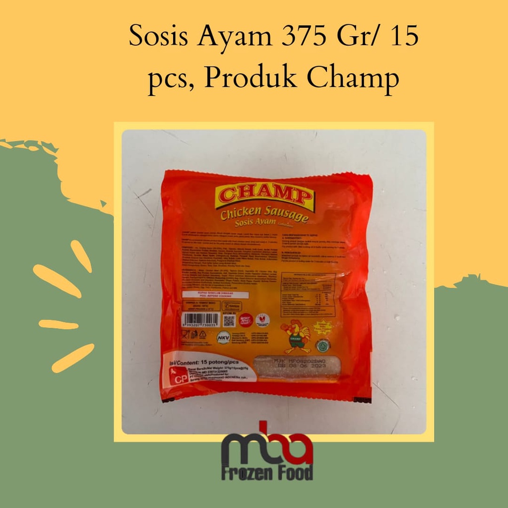 Sosis Ayam 375 Gr/ 15 pcs, Produk Champ - FROZEN FOOD