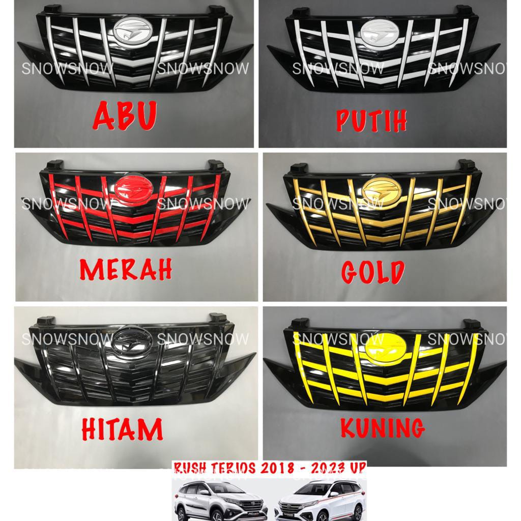 Grill Bumper Depan All New Rush Terios 2018 2020 2022 2023 UP Alphard Chrome Hitam Putih Silver Abu Merah Kuning Gold