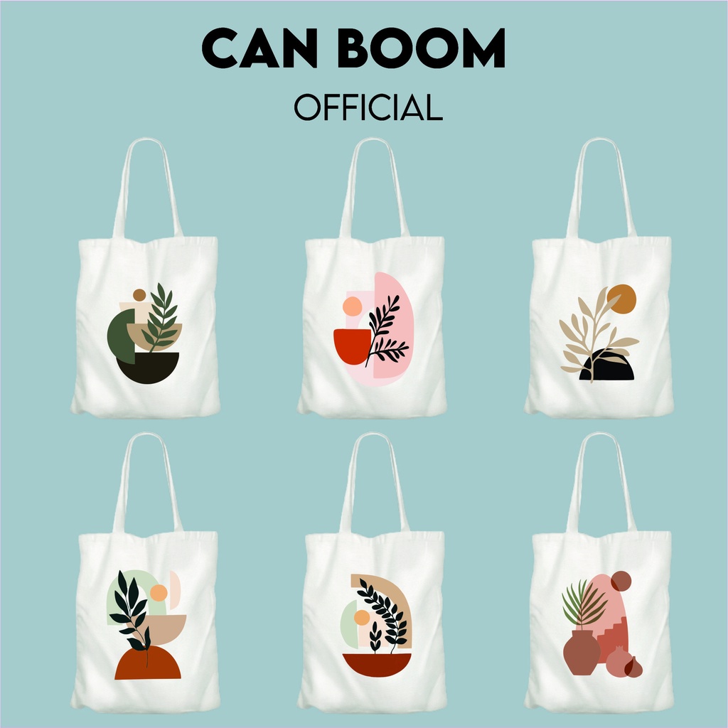 Totebag Kanvas Resleting Geometric Flower By Can Boom Official