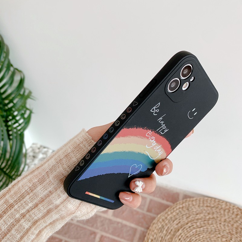 Be Happy Rainbow Soft Case iP iPhone 11 12 13 Pro Max 6 6S 7 8 + Plus SE 2020 X XR XS Max Nice Casing