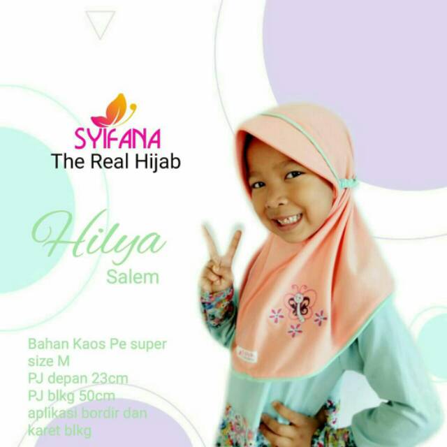 Jilbab/ kerudung/ bergo Anak Balita motif bordir bahan kaos Syifana Hilya