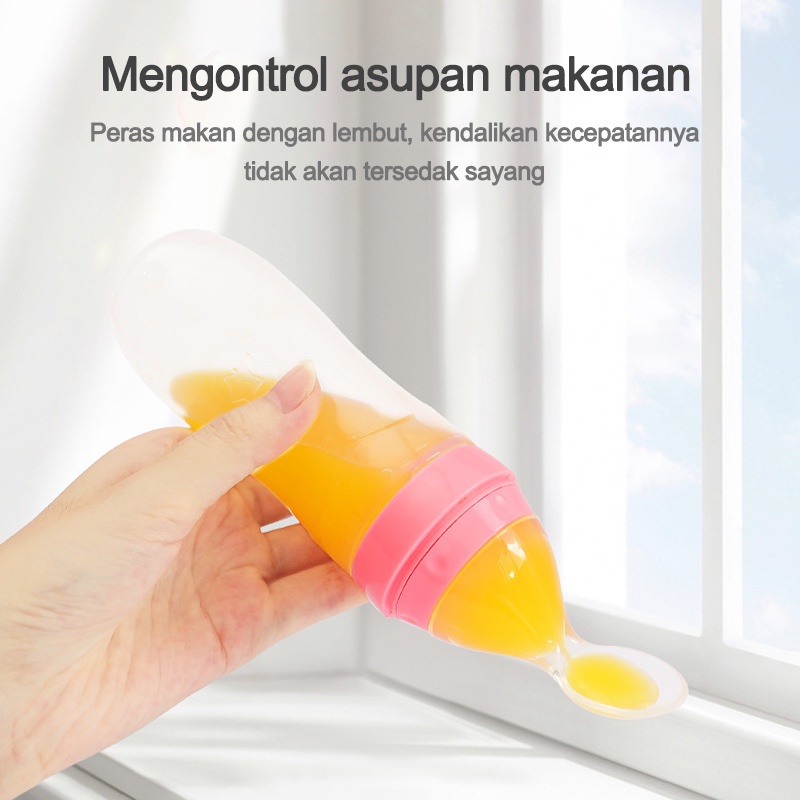 Silicone Sendok Makan Bayi/Sendok Makan Bayi Botol Dot SIlikon Praktis Silicone Baby Spoon Dispenser/90ml Sendok Silikon Bayi  L50