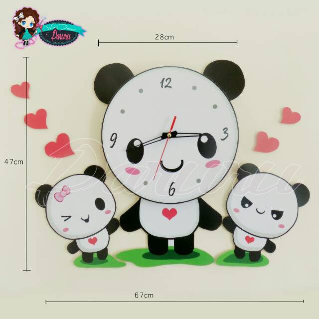 Jam unik lucu - DIY wall clock panda