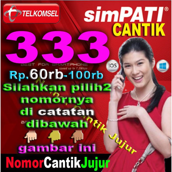 Nomor Cantik Telkomsel Simpati Triple 3 Alias 333 dari 60rb sd 100rb