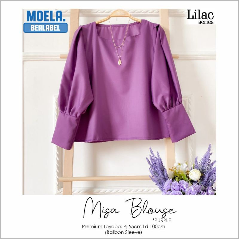 Blouse lilac blouse murah atasan lilac blouse polos lilac murah blouse balon lilac kekinian / Misa
