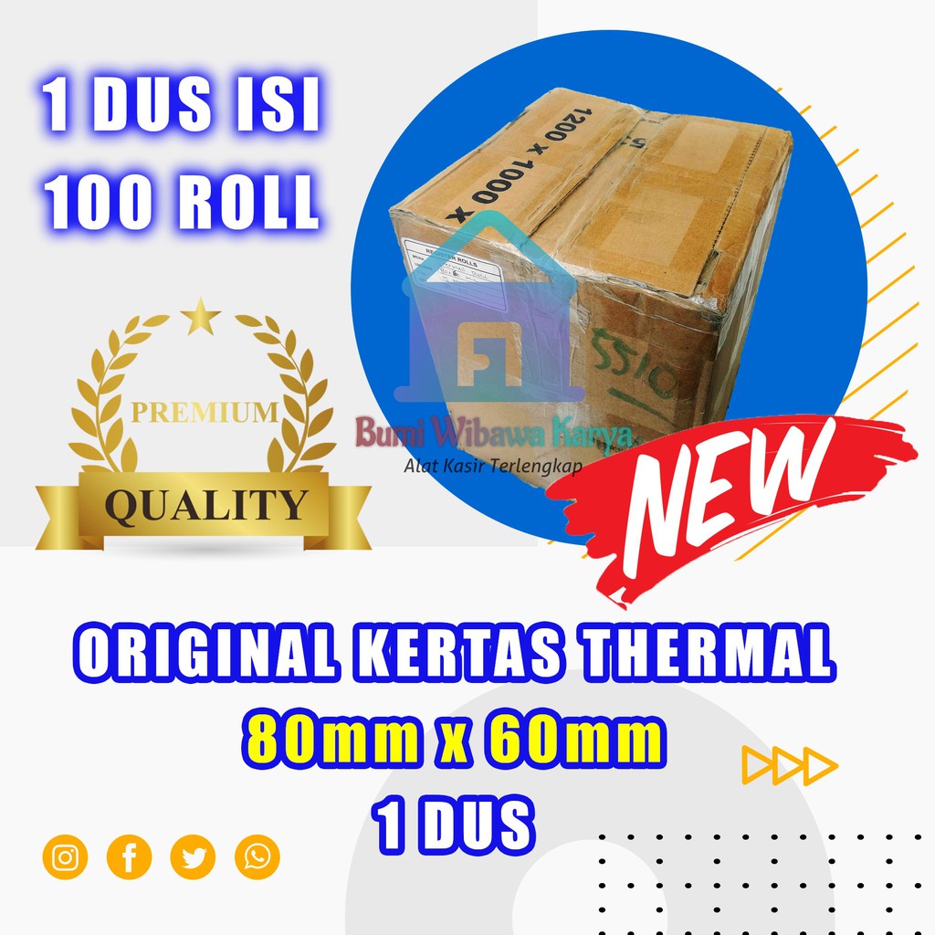 

Kertas thermal paper roll / Kertas Termal 80 x 60 1 Dus terlaris
