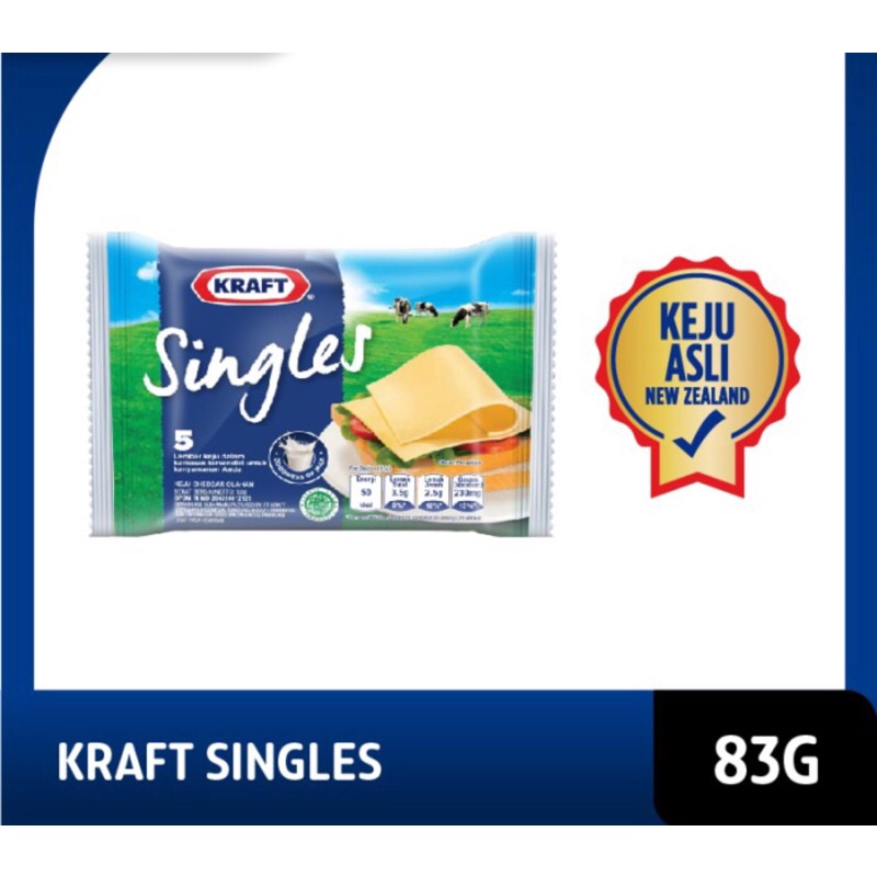 Kraft Singles isi 5 Keju Cheddar Slices High Calcium 83gr