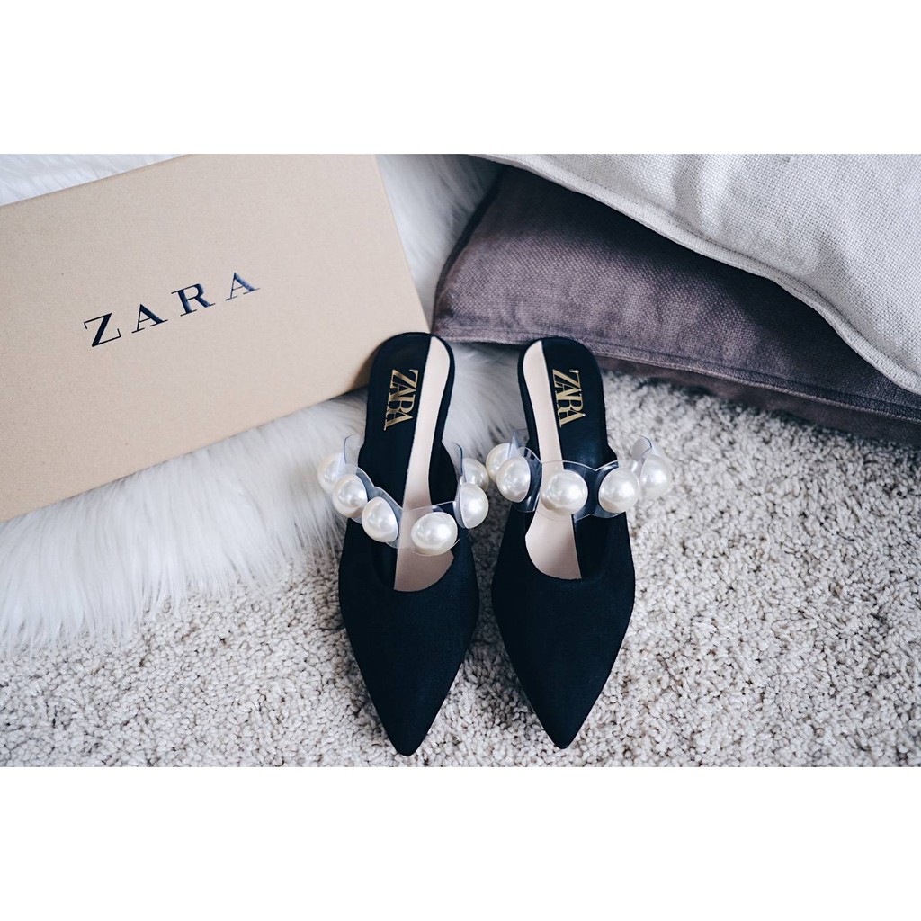 zara pearl mules