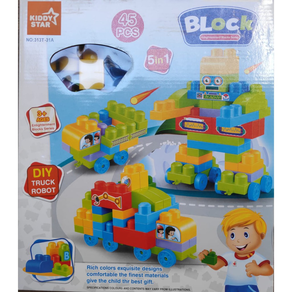 LEGO KIDDY STAR BLOCK 45 PCS 5 IN 1 DIY TRUCK ROBOT ORIGINAL MURAH