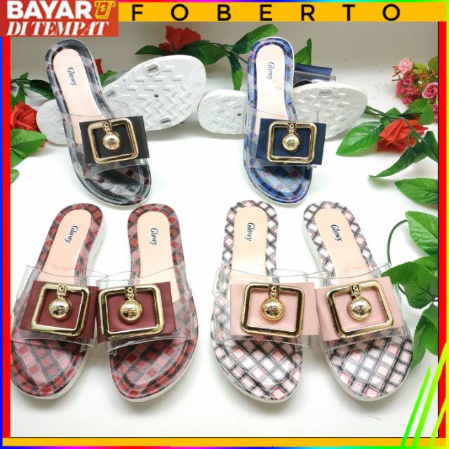 [COD] FOBERTO 9077 Sandal Sendal Selop Slop Jelly Shoes Cewek Wanita Perempuan Import Impor