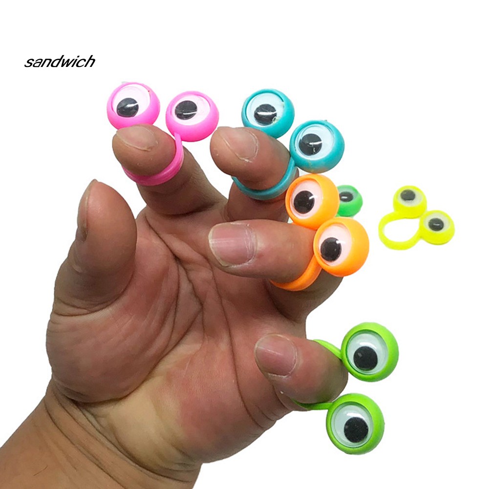 Sdwc 10pcs Mainan Cincin Jari Desain Mata Besar Lucu Untuk Anak