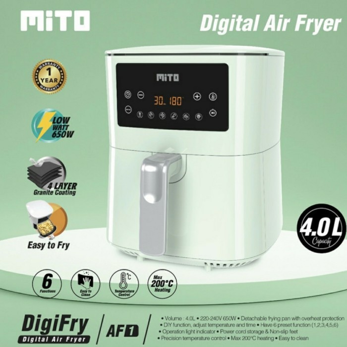 MITO AF1 Digital Air Fryer 4 Liter Low Watt dan Garansi Resmi