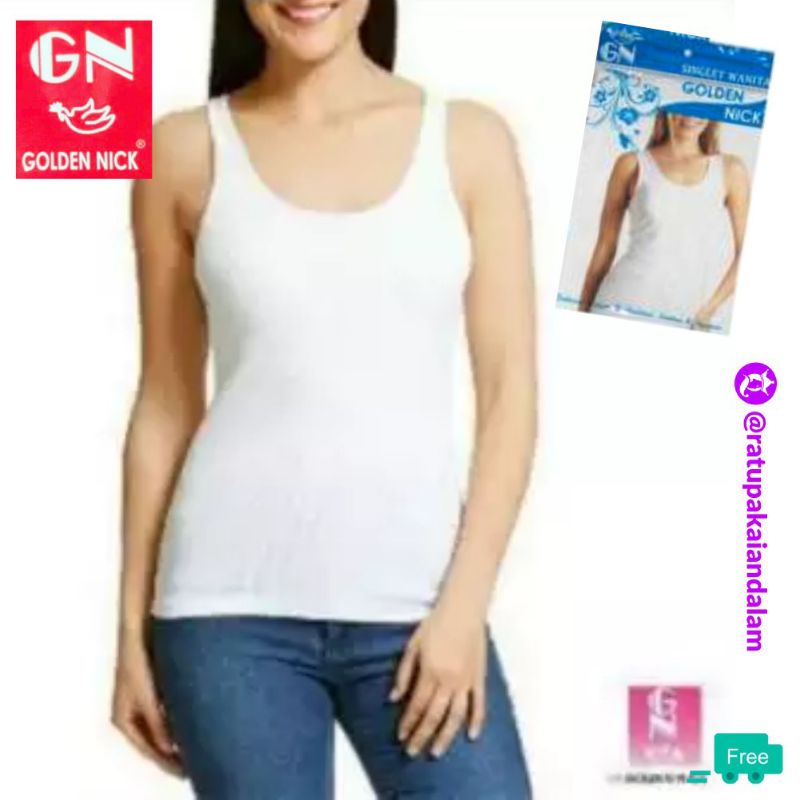 singlet GOLDEN NICK KAOS KUTANG ATASAN WANITA  UKURAM M.L.XL XXL BAHAN KATUN LEMBUT DIPAKAI RECOMEND