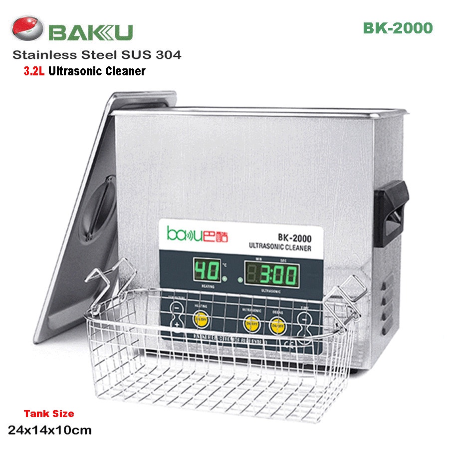 BAKU BK-2000 3.2 liter Stainless Steel 304 Ultrasonic Cleaner Digital