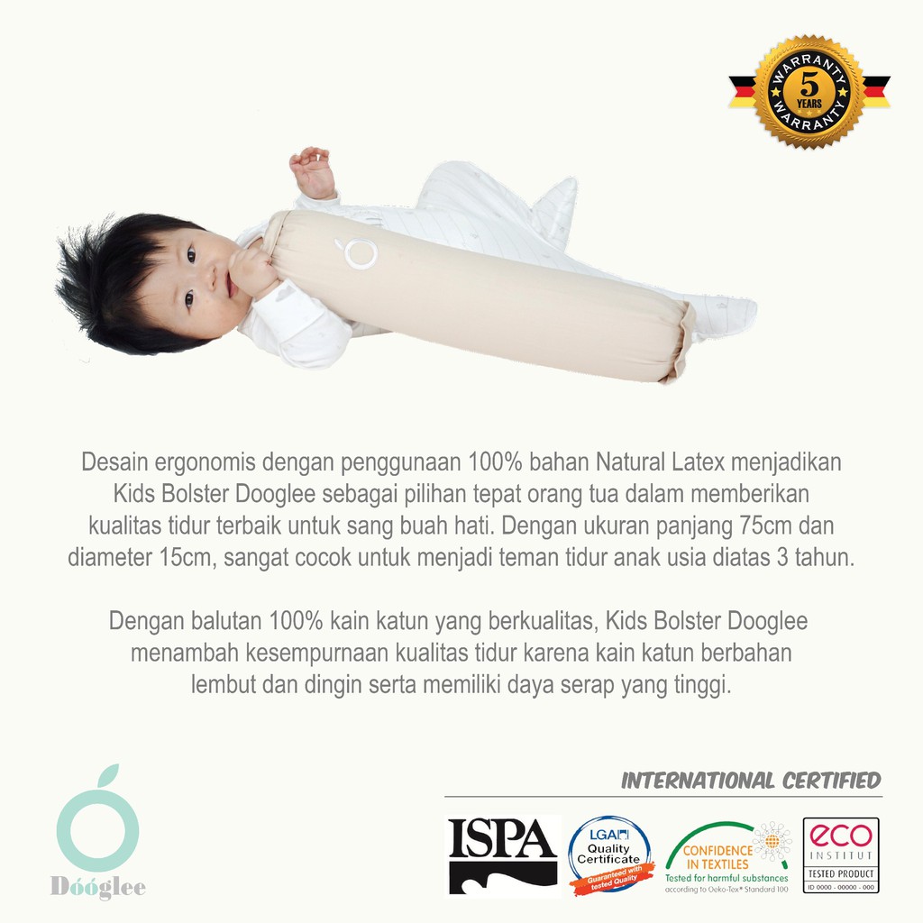 Dooglee Kids Bolster Natural Latex Guling Bayi KIDS BOLSTER