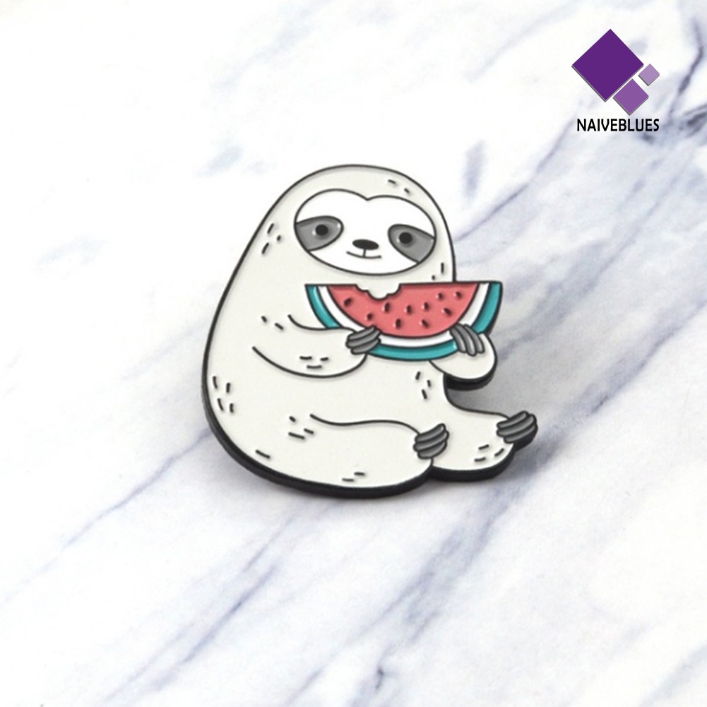 Bros Pin Enamel Bentuk Kartun Kungkang Makan Semangka