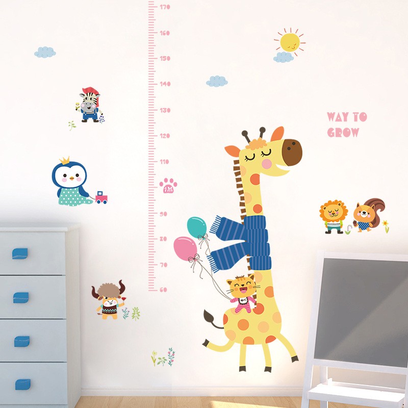 RELIZA WALL STICKER TINGGI BADAN HEWAN JERAPAH GROW UP ANIMAL STIKER DINDING SK9165