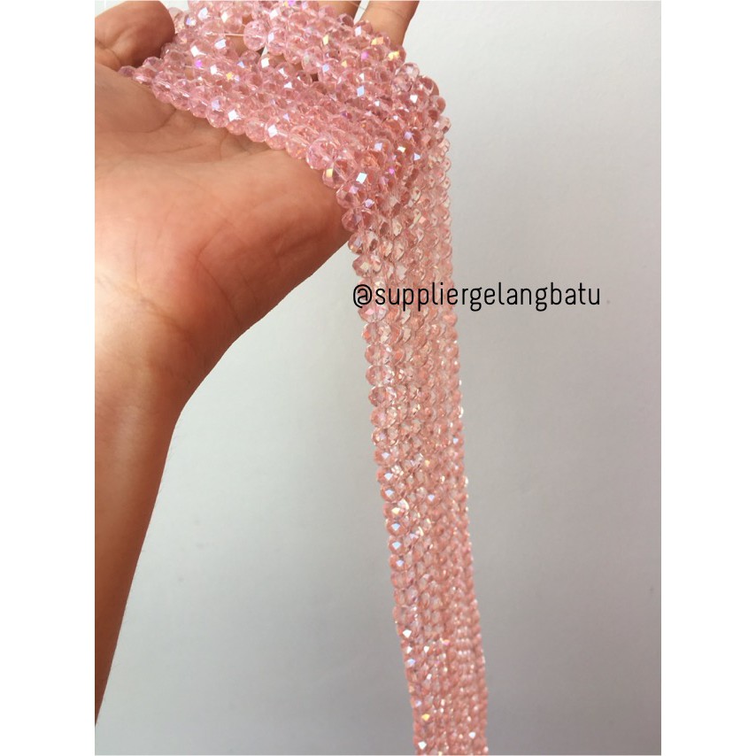 Crystal Ceko Doff 8mm PINK BENING aksesoris beads manik quartz kuarsa bahan gelang kalung olshop