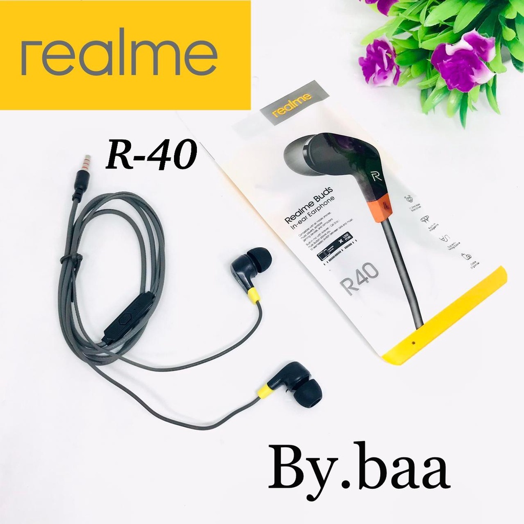 GROSIR HEADSET REALME BUDS R40 EXTRA BASS HANDSFREE REALME R40 STEREO EARPHONE REALME R-40