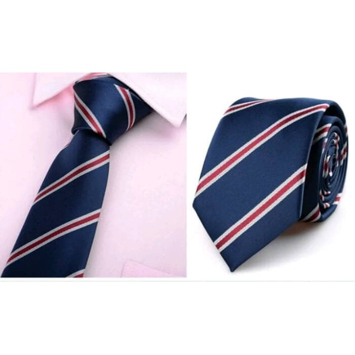 DASI KANTOR IMPORT PRIA WARNA BIRU STRIP MERAH - TANPA BOX