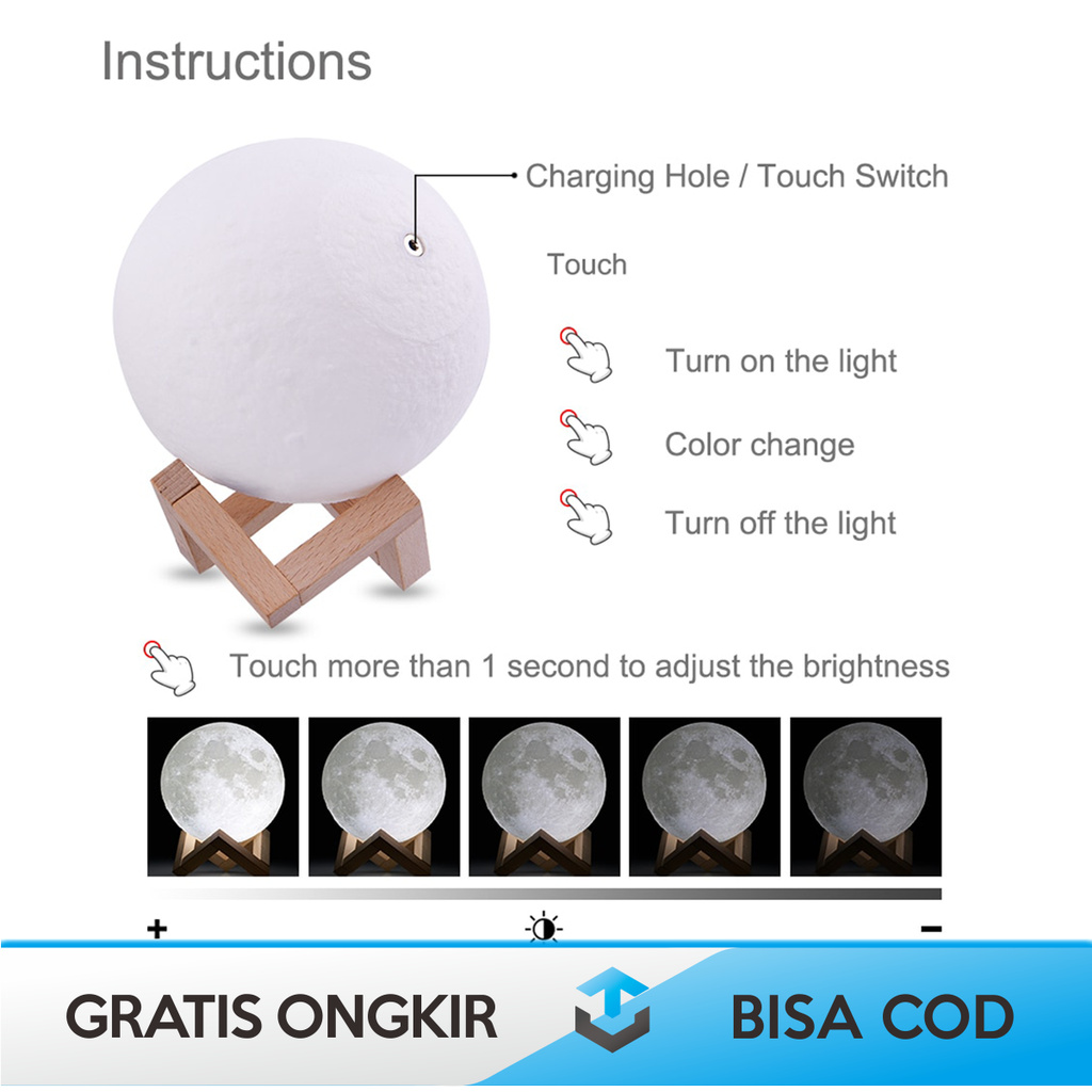 LAMPU TIDUR LED 3D PRINTED MEJA UNIK ORIGINAL RAMBERY ROX-05 - LAMPU HIAS KAMAR LED 3D PRINTED UNIK