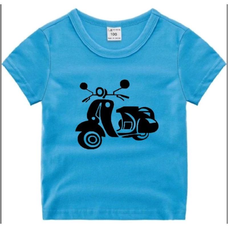 Atasan Kaos Baju Anak Anak Laki dan Perempuan Unisex Baju Anak Motif Scooter Vespa Kaos Dsitro Anak Sablon DTF Umur 2 3 4 5 6 7 8 9 Tahun Uxlo Fashion