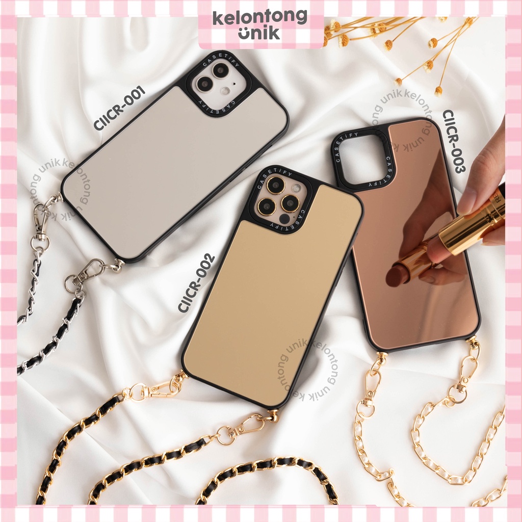 (Seri 2) For iPhone - Casetify Mirror Lanyard Rantai Case/ Sling Case Tali