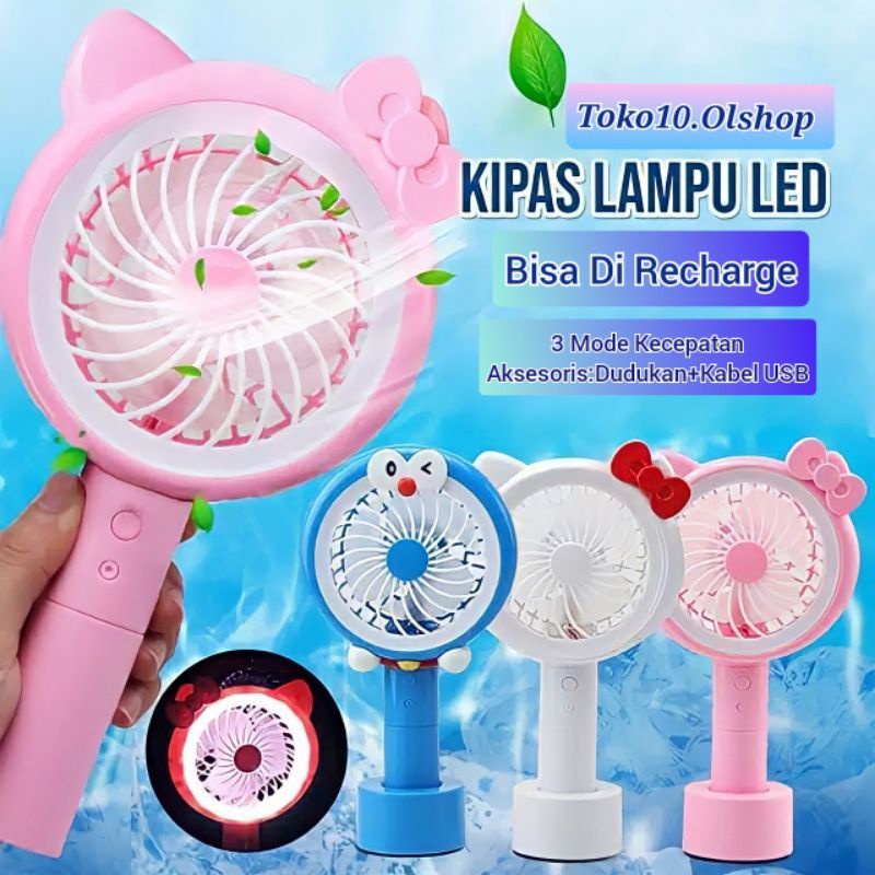 Kipas Angin Tangan Stand Portable Karakter LED Standing Mini Fan