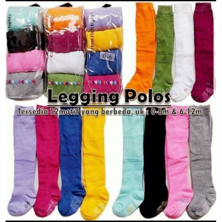 4in1 Legging Cotton Rich Tutup Kaki Motif/Polos Size 0-6/6-12