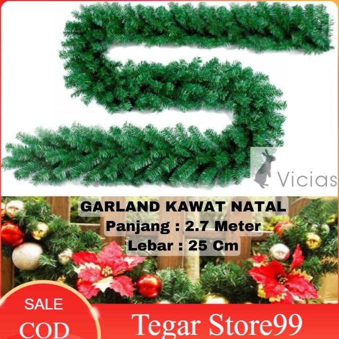 TIN10 Garland Daun KAWAT Lilit Murah Hiasan Dekorasi Natal Christmas